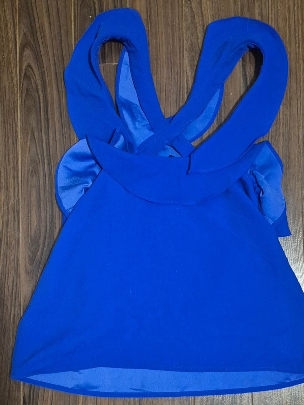 Banana Republic Royal Blue Cross Front Ruffle Sleeveless Blouse XS